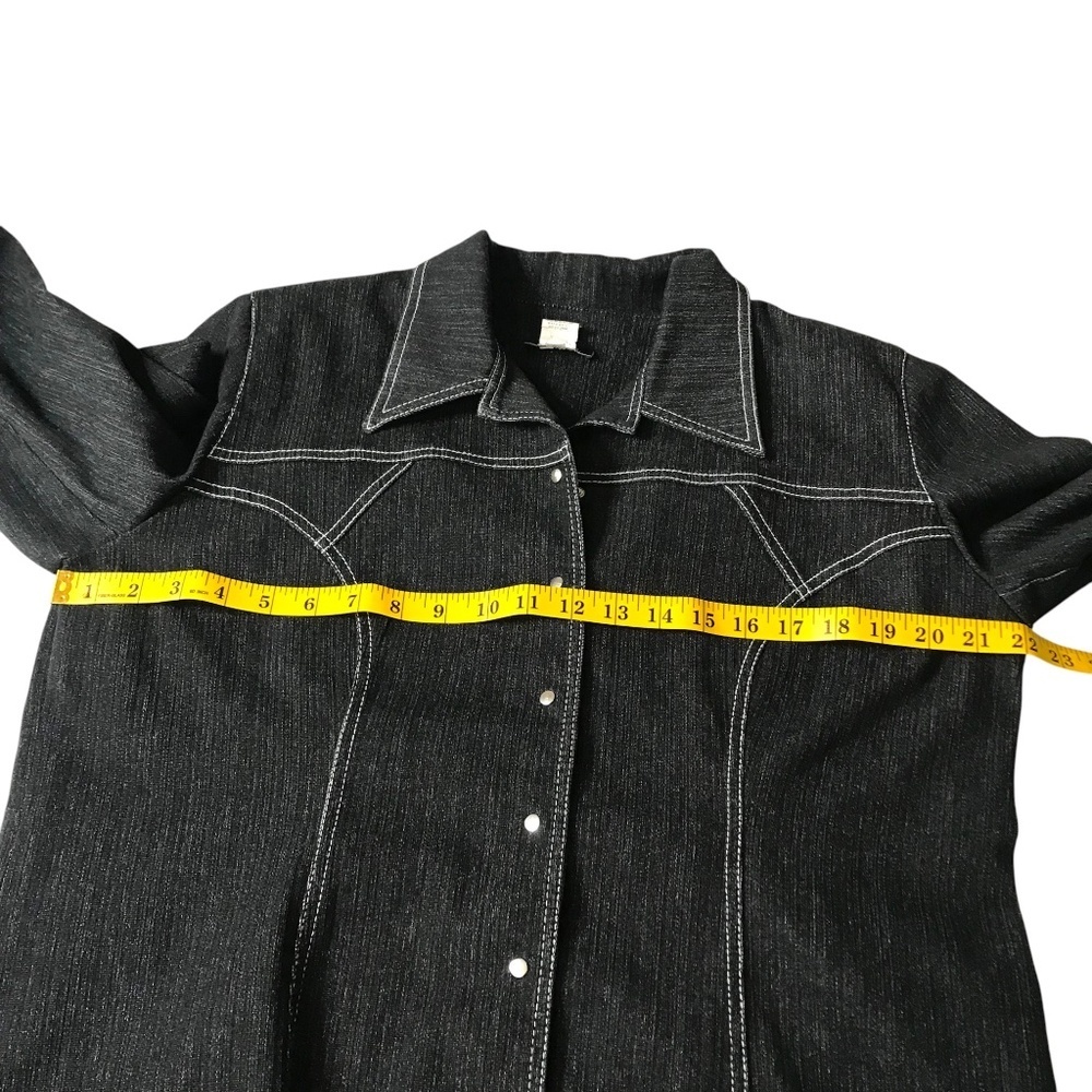 Dark Wash Denim Jacket with White Contrast Stitching - Picture 10 of 13